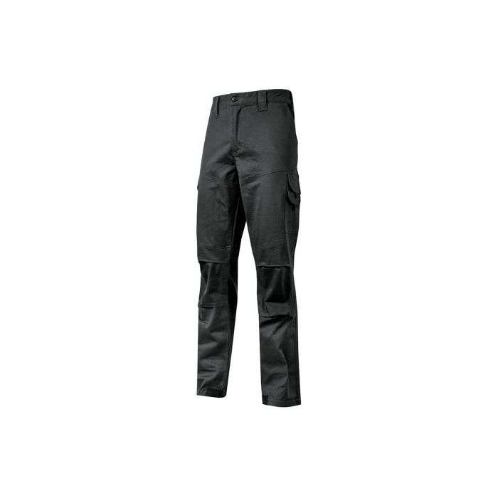 Upower Belgrado Pantalon de Trabajo Resistente - Talla 2XL - Tela Elastica, Lavable a Alta Temperatura, Multiples Bolsillos, Cintura Elastica, Proteccion Lumbar, Rodillas Preformadas - Color Negro Carbon