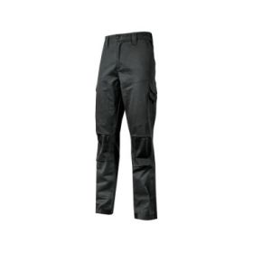 Upower Belgrado Pantalon de Trabajo Resistente - Talla S - Tela Elastica, Lavable a Alta Temperatura, Multiples Bolsillos, Cintura Elastica, Proteccion Lumbar, Rodillas Preformadas - Color Negro Carbon