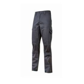 Upower Belgrado Pantalon de Trabajo Resistente - Talla S - Tela Poliester Mecanico de Algodon Elastico, Multiples Bolsillos, Cintura Elastica, Proteccion Lumbar, Rodillas Preformadas - Color Gris Oscuro
