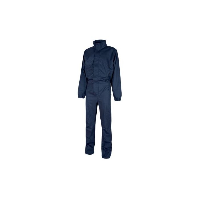 Upower Roma Mono de Trabajo - Talla L - Policoton Mechanical Stretch, Multiples Bolsillos, Cintura Elastica, Rodillas Preformadas, Triple Costura - Color Azul Oscuro Westlake