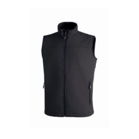 Upower Dublino Chaleco de Trabajo Soft Shell - Talla 4XL - Transpirable, Antiviento, Repelente al Agua, Multibolsillos con Cremallera, Ajuste Personalizado con Cordon - Color Negro Carbon