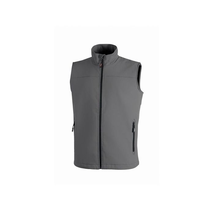 Upower Dublino Chaleco de Trabajo Soft Shell - Talla 4XL - Transpirable, Antiviento, Repelente al Agua, Multibolsillos con Cremallera, Ajuste Personalizado con Cordon - Color Gris Oscuro