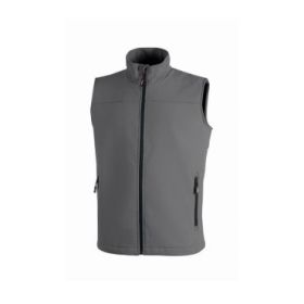 Upower Dublino Chaleco de Trabajo Soft Shell - Talla XS - Transpirable, Antiviento, Repelente al Agua, Multibolsillos con Cremallera, Ajuste Personalizado con Cordon - Color Gris Oscuro