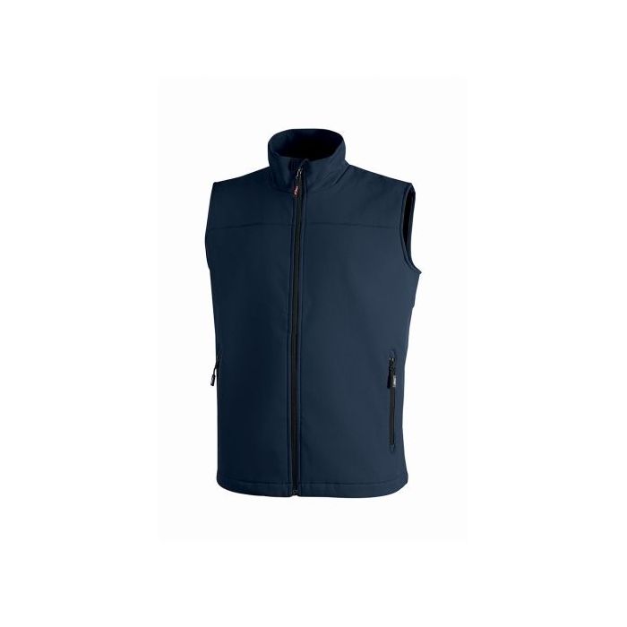Upower Dublino Chaleco de Trabajo Soft Shell - Talla XS - Transpirable, Antiviento, Repelente al Agua, Multibolsillos con Cremallera, Ajuste Personalizado con Cordon - Color Azul Oscuro Westlake
