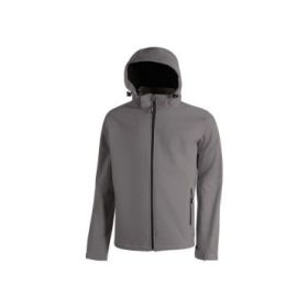 Upower Kyra Cazadora de Trabajo con Tejido Soft Shell - Talla XL - Antiviento, Repelente al Agua, Capucha Desmontable, Bolsillos con Cierre, Elementos Reflectantes - Color Gris Oscuro