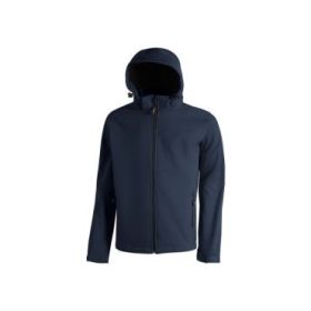 Upower Kyra Cazadora de Trabajo con Tejido Soft Shell - Talla XL - Transpirable, Antiviento, Repelente al Agua, Capucha Desmontable, Mangas Preformadas, Elementos Reflectantes - Color Azul Oscuro Westlake