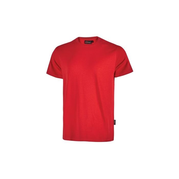 Upower Figi Camiseta de Trabajo de Algodon Cardado - Talla S - Suavidad y Confort Prolongado, Cuello Elastico Acanalado, Cinta Para-Sudor, Proteccion DPI1 - Color Rojo Magma