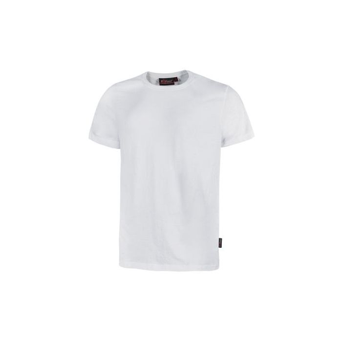Upower Figi Camiseta de Trabajo de Algodon Cardado - Talla 2XL - Suavidad y Confort Prolongado, Cuello Elastico Acanalado, Cinta Para-Sudor, Proteccion DPI1 - Color Blanco
