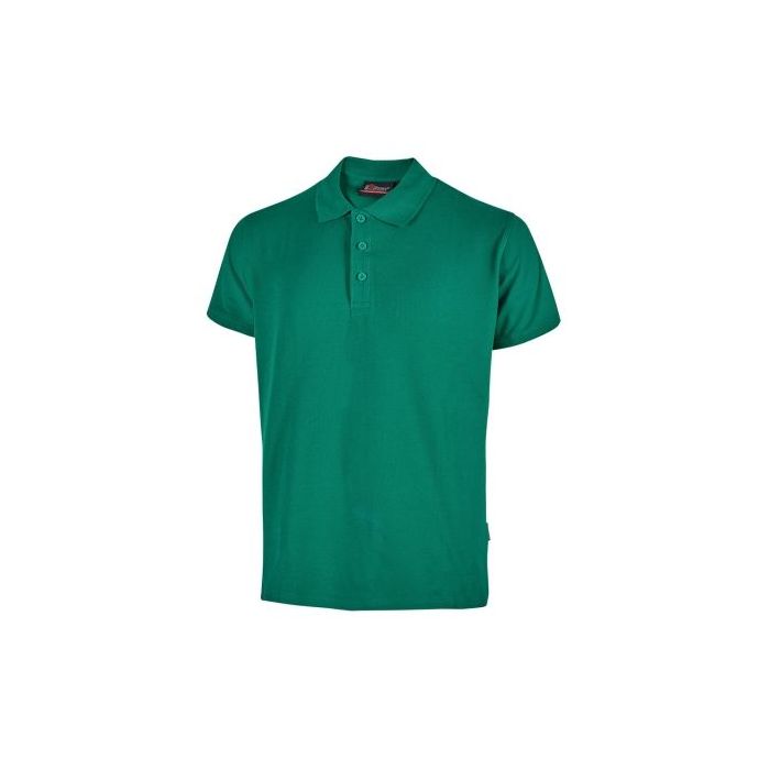 Upower Tonga Polo de Hombre de Algodon Pique - Talla 2XL - Transpirable, Cuello con 3 Botones, Acabados en Canale, Refuerzos en Cuello y Hombros, Proteccion DPI1 - Color Verde Esmeralda