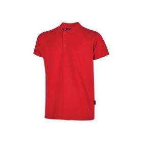 Upower Tonga Polo Hombre Algodon Pique - Talla L - Transpirable y Duradero, Cuello 3 Botones, Acabados Canale, Proteccion DPI1, Versatil y Resistente - Color Rojo Magma