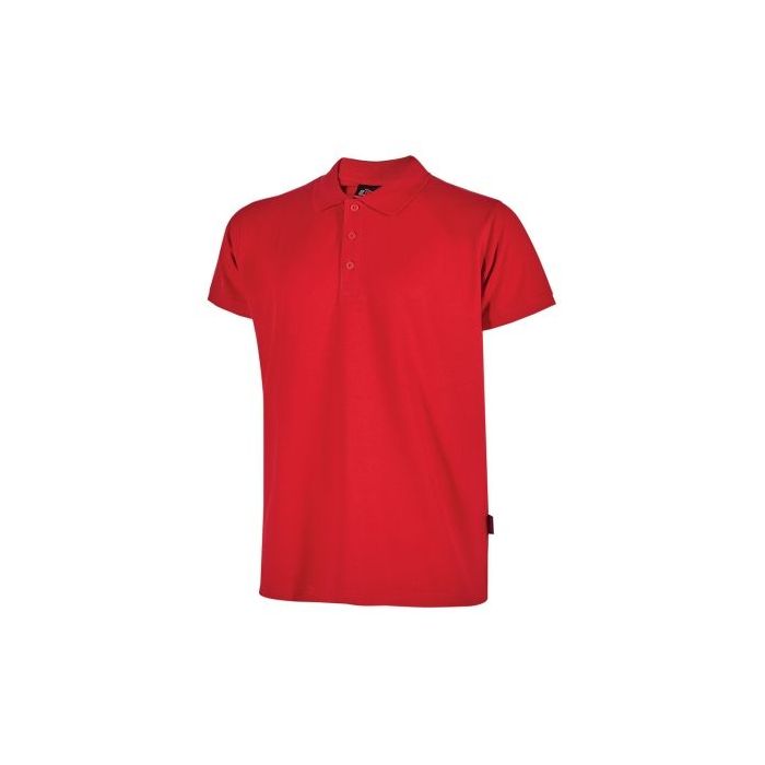 Upower Tonga Polo de Hombre de Algodon Pique - Talla S - Transpirable, Cuello con 3 Botones, Acabados en Canale, Refuerzos en Cuello y Hombros, Proteccion DPI1 - Color Rojo Magma