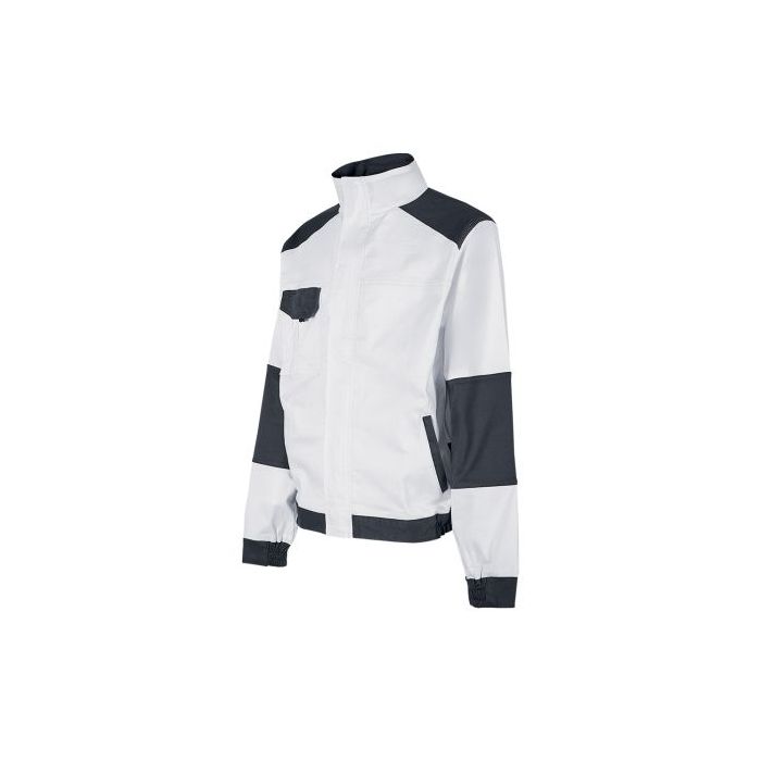 Upower Zagabria Chaqueta de Trabajo - Talla 3XL - Algodon Stretch, Durabilidad y Transpirabilidad, Bolsillos con Cierre, Anillo Porta-Identificacion, Puños Ajustables, Lavable a 40° - Color Blanco