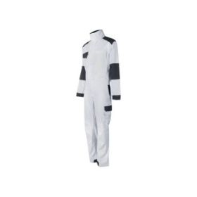 Upower Pola Mono de Trabajo - Talla 5XL - Algodon Stretch, Multiples Bolsillos, Ajuste Elastico, Rodillas Preformadas, Refuerzos Antidesgaste, Triple Costura, Lavable - Color Blanco