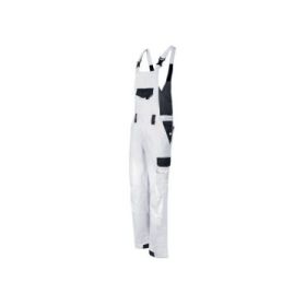 Upower Kalamata Peto de Trabajo Resistente - Talla XL - Algodon Stretch, Multiples Bolsillos, Tirantes Ajustables, Cintura Elastica, Rodillas Preformadas, Refuerzos Antidesgaste - Color Blanco