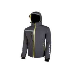 Upower Quick Chaqueta Soft Shell - Talla M - Tejido Elastico Cortavientos, Transpirable y Repelente al Agua, Bolsillo Pecho con Cierre Impermeable, Capucha Ajustable, Proteccion DPI1 - Color Gris Asfalto