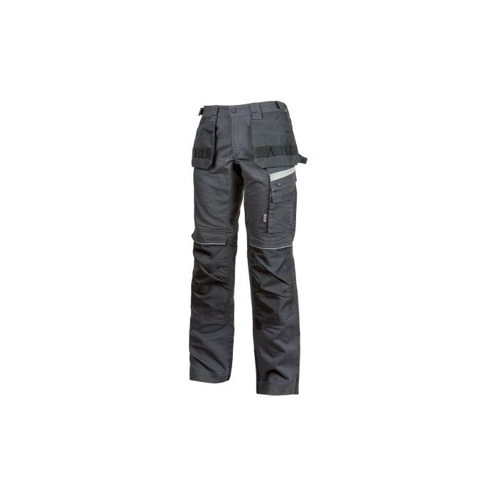 Upower Gordon Pantalones Funcionales con Bolsillos Flotantes - Talla 52 - Porta Herramientas, Cintura Ajustable, Insertos Reflectantes, Costuras Triples, Proteccion DPI1 - Color Gris Asfalto