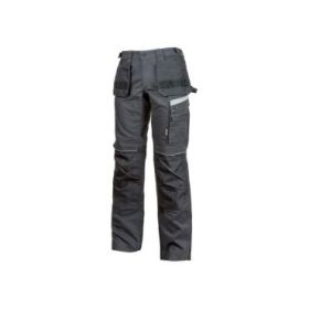 Upower Gordon Pantalones Funcionales con Bolsillos Flotantes - Talla 58 - Porta Herramientas, Cintura Ajustable, Insertos Reflectantes, Costuras Triples, Proteccion DPI1 - Color Gris Asfalto
