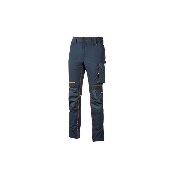 Upower Atom Pantalon de Tejido Stretch - Talla M - Repelente al Agua, Transpirable, Secado Rapido, Bolsillos Multifuncionales, Proteccion Rodillas Certificada, Costuras Reforzadas - Color Azul Marino