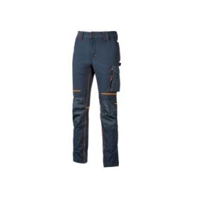Upower Atom Pantalon de Trabajo con Tejido Stretch - Talla XL - Repelente al Agua, Transpirable, Bolsillos Multifuncionales, Proteccion de Rodillas Certificada, Costuras Reforzadas - Color Azul Marino