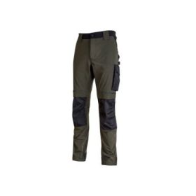 Upower Atom Pantalon de Trabajo con Tejido Stretch - Talla 4XL - Resistente y Transpirable, Repelente al Agua, Bolsillos Multifuncionales, Proteccion Lumbar, Protector de Rodilla Certificado - Color Verde Oscuro