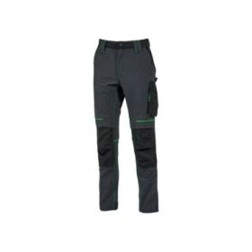 Upower Atom Pantalon de Trabajo con Tejido U-4 Stretch - Talla L - Repelente al Agua, Transpirable, Secado Rapido, Bolsillos Multifuncionales, Proteccion Lumbar, Rodilleras Certificadas - Color Gris Asfalto Verdoso