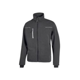 Upower Pluton Chaqueta de Tela Resistente - Talla 6XL - Suave para la Piel, Repelente al Agua, Transpirable, Secado Rapido, Capuchon Retractil, Proteccion DPI1 - Color Gris Asfalto