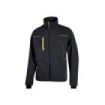 Upower Pluton Chaqueta de Tela Resistente - Talla 3XL - Suave, Repelente al Agua, Transpirable, Secado Rapido, Multiples Bolsillos, Capuchon Retractil, Puños a Prueba de Viento, Proteccion DPI1 - Color Negro Carbon