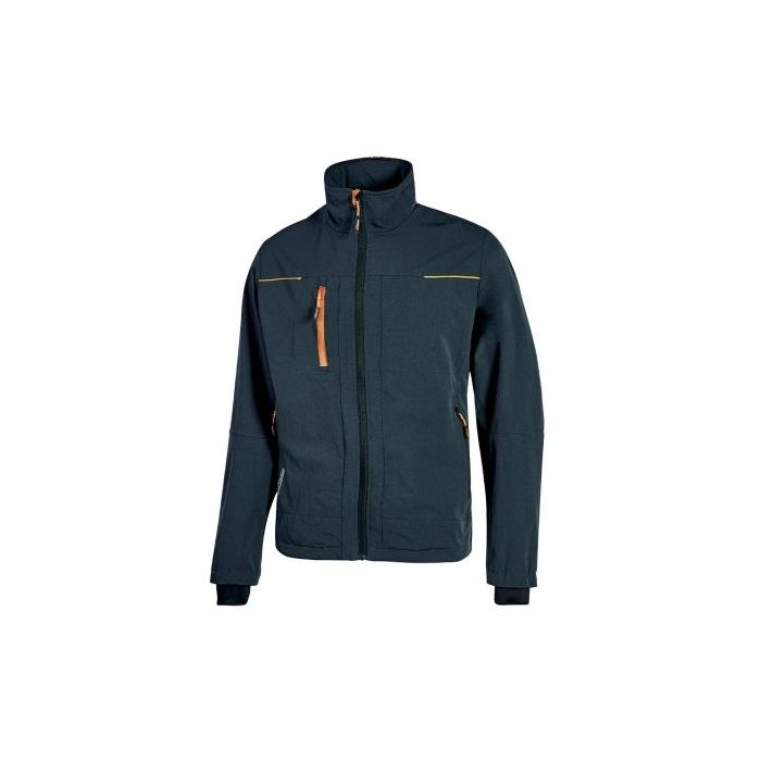 Upower Pluton Chaqueta de Tela Resistente - Talla M - Suave, Repelente al Agua, Transpirable, Bolsillos Practicos, Capuchon Retractil, Puños a Prueba de Viento, Proteccion DPI1 - Color Azul Marino