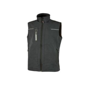 Upower Saturn Chaleco de Tela Resistente - Talla 4XL - Suave, Repelente al Agua, Transpirable, Bolsillos Practicos, Detalles Reflectantes, Proteccion DPI1 - Color Gris Asfalto