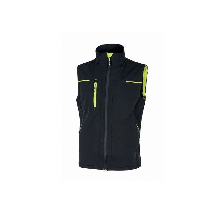 Upower Saturn Chaleco de Tela Resistente - Talla 5XL - Suave, Repelente al Agua, Transpirable, Secado Rapido, Bolsillos Practicos, Detalles Reflectantes, Proteccion DPI1 - Color Negro Carbon