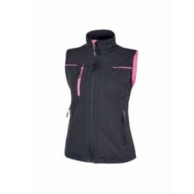 Upower Saturn Lady Chaleco Resistente y Suave - Talla XL - Repelente al Agua, Transpirable, Secado Rapido, Bolsillos Practicos, Detalles Reflectantes, Proteccion DPI1 - Color Gris Fucsia