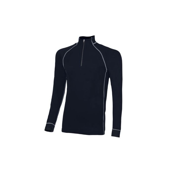 Upower Makalu Camiseta de Trabajo Tecnica - Talla 2XL - Cuello Alto con Cremallera, Costuras Planas Antirritacion, Material Transpirable - Color Azul Marino