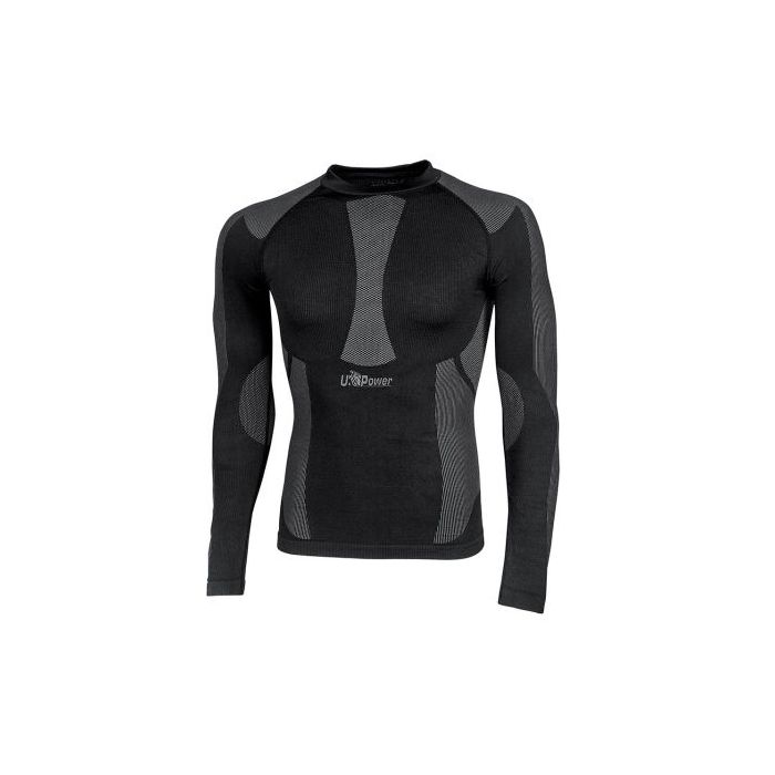 Upower Curma Camiseta Termica Deportiva - Talla L/XL - Ligera y Transpirable, Aislamiento Termico, Tejido Antibacteriano y Resistente, Alta Elasticidad, Efecto Segunda Piel - Color Negro Carbon