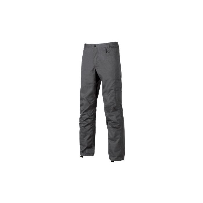 Upower Alfa Pantalon de Trabajo con Multiples Bolsillos - Talla 56 - Porta Martillo, Bolsillos para Rodilleras, Cintura Elastica, Proteccion DPI1 - Color Gris Meteorito