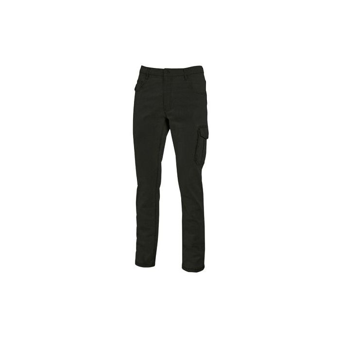 Upower Jam Pantalon Vaquero Elastico - Talla M - Ajuste Slim Fit, 5 Bolsillos, Bolsillo Lateral Grande, Proteccion DPI1 - Color Negro Carbon