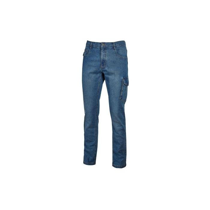 Upower Jam Pantalon Vaquero Elastico - Talla XL - Ajuste Slim Fit, 5 Bolsillos, Bolsillo Lateral Grande, Proteccion DPI1, Estilo Urbano y Funcional - Color Azul Indigo