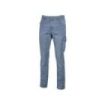 Upower Jam Pantalon Vaquero Elastico - Talla 3XL - Ajuste Slim Fit, 5 Bolsillos, Bolsillo Lateral Grande, Bolsillo de Medidor, Ribete para Martillo, Proteccion DPI1 - Color Azul Vaquero Claro