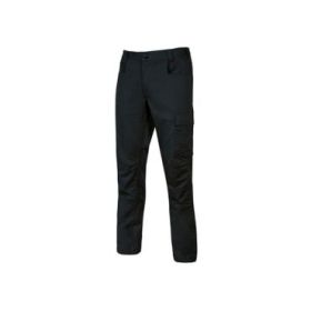 Upower Bravo Top Pantalon CVC Stretch - Talla 3XL - Bolsillos Multifuncionales, Cierre de Velcro, Martillo en Cintura, Triple Costura, Ajuste Slim-Fit, Proteccion DPI1 - Color Negro Carbon