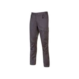 Upower Bravo Top Pantalon CVC Stretch - Talla L - Multiples Bolsillos, Martillo en Cintura, Triple Costura, Ajuste Slim-Fit, Proteccion DPI1 - Color Gris Oscuro