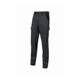Upower Guapo Pantalones de Trabajo de Algodon Elastico - Talla M - Bolsillos Multifuncionales, Cierre Resistente, Proteccion Lumbar, Detalles Reflectantes, Rodillas Preformadas, DPI1 - Color Negro Carbon