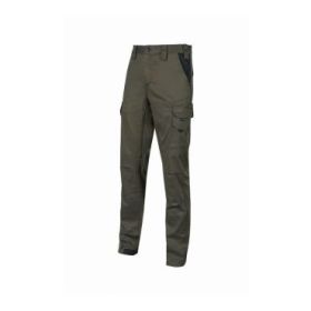 Upower Guapo Pantalones de Trabajo de Algodon Elastico - Talla S - Bolsillos Multifuncionales, Cierre Resistente, Proteccion Lumbar, Rodillas Preformadas, DPI1 - Color Verde Oscuro