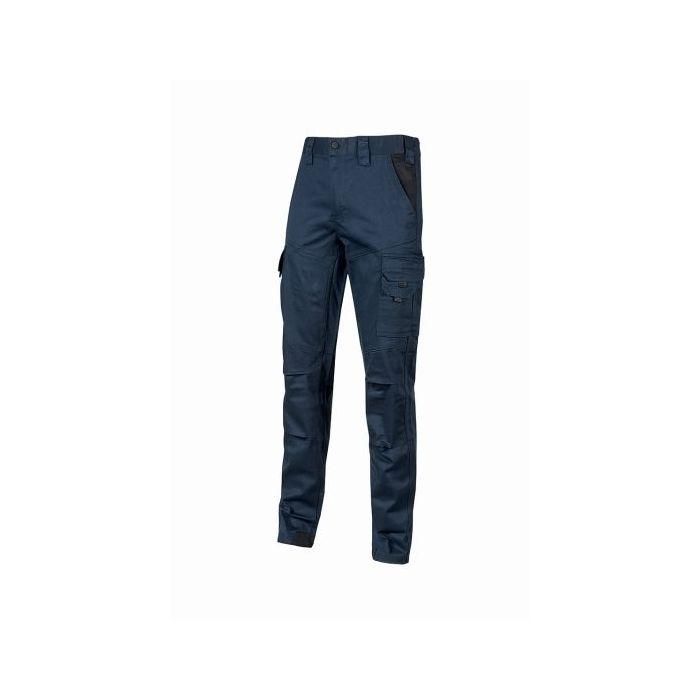 Upower Guapo Pantalones de Trabajo de Algodon Elastico - Talla M - Bolsillos Multifuncionales, Cierre Resistente, Proteccion Lumbar, Rodillas Preformadas, Triple Costura, DPI1 - Color Azul Oscuro Westlake