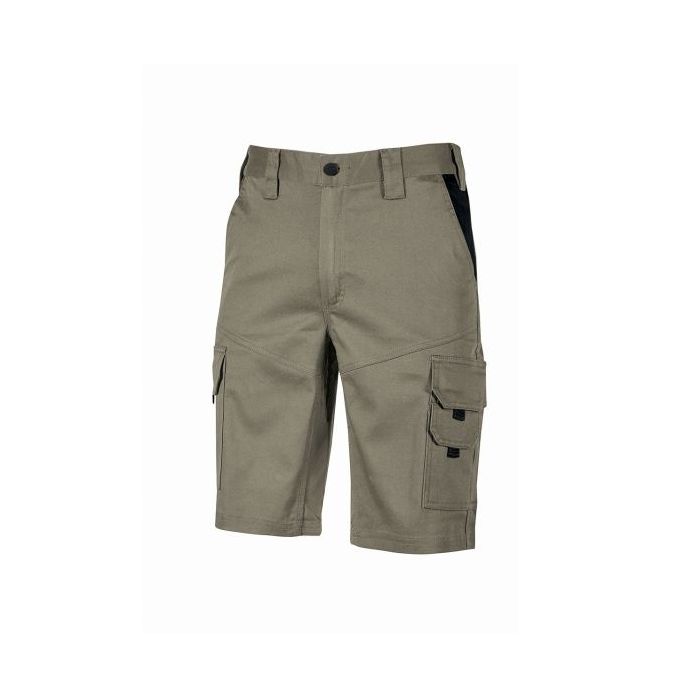 Upower Bonito Pantalones Cortos de Trabajo de Algodon Elastizado - Talla 3XL - Frescos y Comodos, Bolsillos Multifuncionales, Cinturilla Elastica, Triple Costura, Proteccion DPI1 - Color Arena