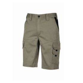 Upower Bonito Pantalones Cortos de Trabajo de Algodon Elastizado - Talla S - Frescos y Comodos, Bolsillos Multifuncionales, Cinturilla Elastica, Triple Costura, Proteccion DPI1 - Color Arena