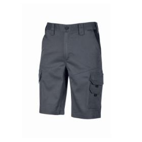 Upower Bonito Pantalones Cortos de Trabajo de Algodon Elastizado - Talla 5XL - Frescos y Comodos, Bolsillos Multifuncionales, Cinturilla Elastica, Cierre Resistente, Proteccion DPI1 - Color Gris Oscuro