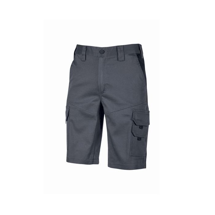 Upower Bonito Pantalones Cortos de Trabajo de Algodon Elastizado - Talla 5XL - Frescos y Comodos, Bolsillos Multifuncionales, Cinturilla Elastica, Cierre Resistente, Proteccion DPI1 - Color Gris Oscuro