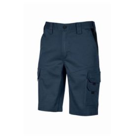 Upower Bonito Pantalones Cortos de Trabajo de Algodon Elastizado - Talla M - Frescos y Comodos, Cinturilla Elastica, Multiples Bolsillos, Cierre Cremallera, Proteccion DPI1 - Color Azul Oscuro Westlake