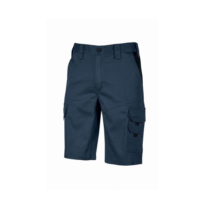 Upower Bonito Pantalones Cortos de Trabajo de Algodon Elastizado - Talla S - Frescos y Comodos, Cinturilla Elastica, Bolsillos Multifuncionales, Cierre Cremallera, Proteccion DPI1 - Color Azul Oscuro Westlake