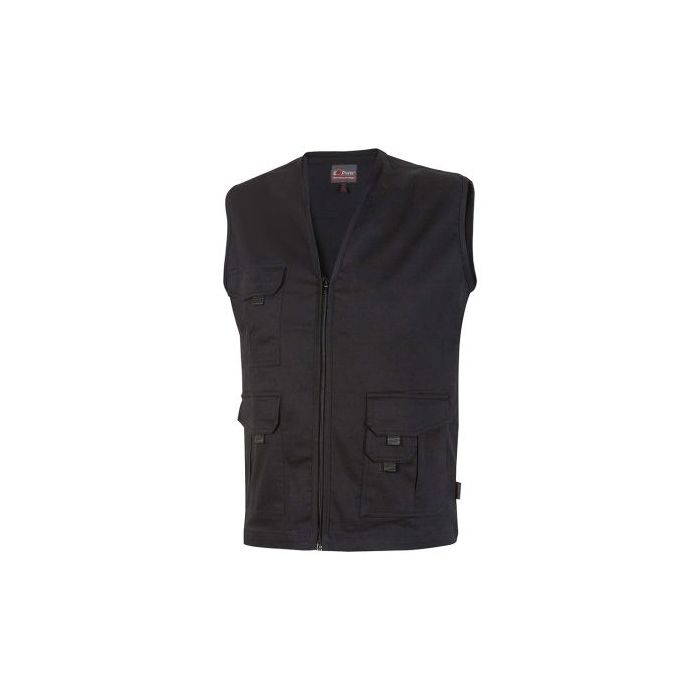 Upower Chica Chaleco Multibolsillos de Algodon Elastico - Talla M - Ligero, Cierre Cremallera Frontal, Espacio Personalizacion, Bolsillos Multifuncionales con Solapa y Velcro - Color Negro Carbon