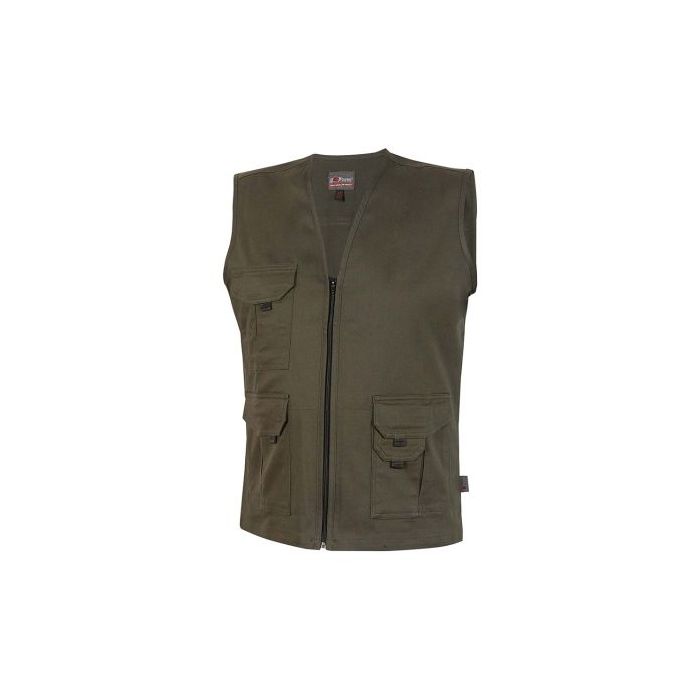 Upower Chica Chaleco Multibolsillos de Algodon Elastico - Talla 2XL - Ligero, Cierre Cremallera, Espacio Personalizacion, Bolsillos Multifuncionales con Velcro - Color Verde Oscuro